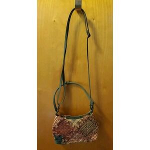 Donna Sharp Patchwork Crossbody Purse Multicolor W/ Green Trim & Bottom